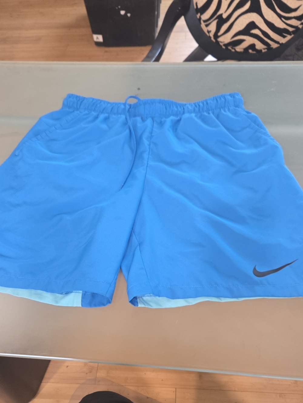 Nike Bright Blue Men's Athletic Shorts with Black Swoosh